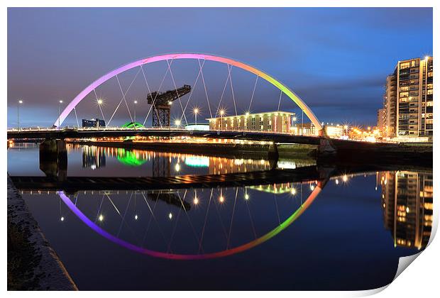 Glasgow Clyde Arc Bridge at Sunset Print by Maria Gaellman