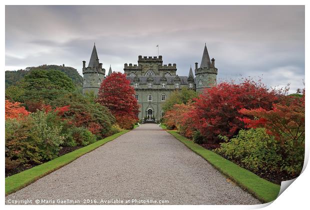 Inveraray Castle in Autumn Print by Maria Gaellman