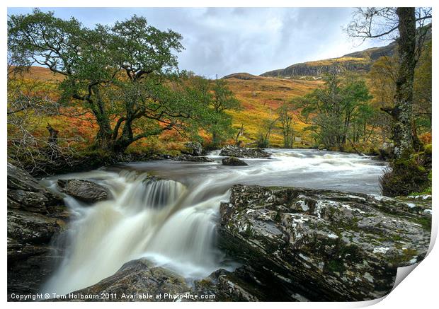 Waterfall in the Scottish Highlands Print by Tom Holbourn