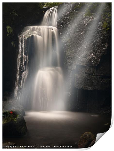 Lumsdale Valley Waterfall - Love Print by Daves Photography