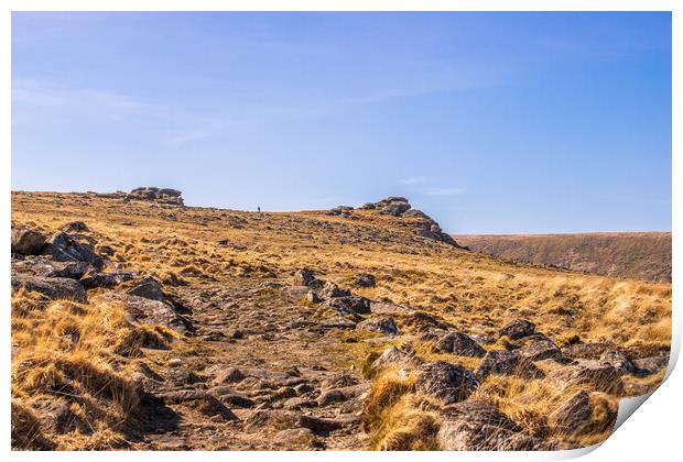 The Lone Hiker, Dartmoor Devon Print by Images of Devon