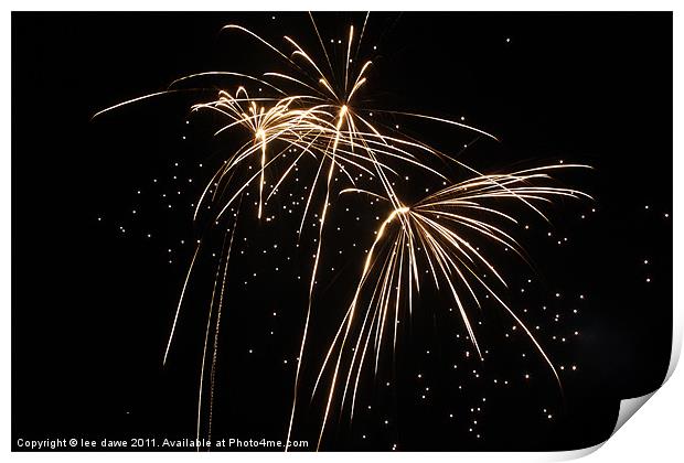A trio of Fireworks Print by Images of Devon