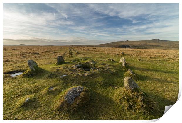 Merrivale Stone Row Print by Images of Devon