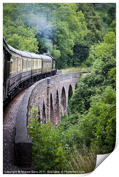 Lytham Manor Steam Train on the Viaduct Print by Andrew Berry