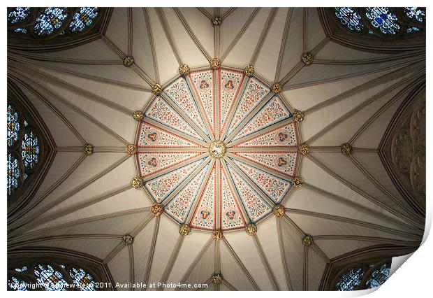Chapter House Ceiling in York Minster Print by Andrew Berry