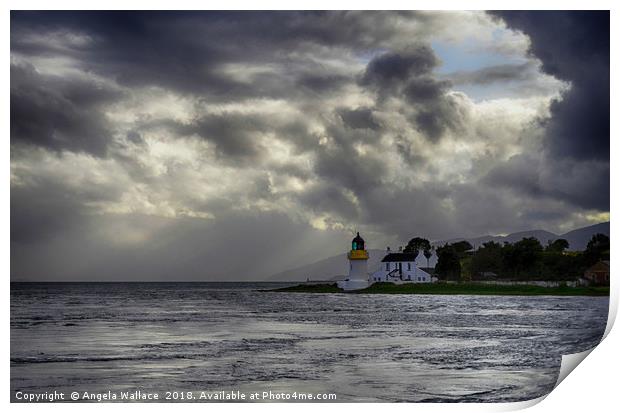 Light House Loch Linnhe on a stormy day Print by Angela Wallace