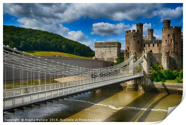 Bridge at Conwy Castle Print by Angela Wallace