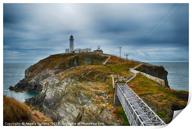 South Stack Lighthouse Print by Angela Wallace