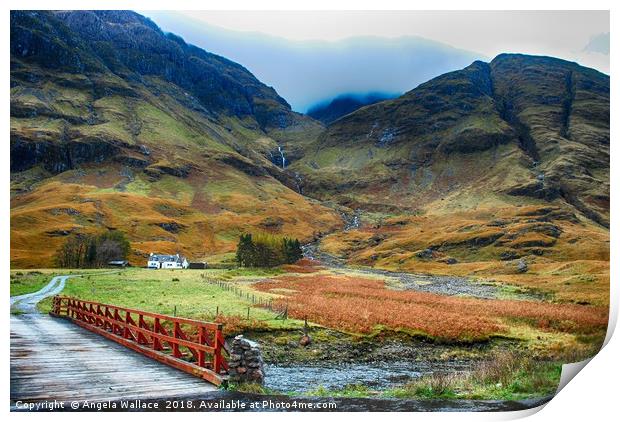 Hills of Glencoe valley Print by Angela Wallace