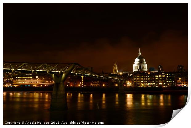 St Paul's Cathedral at night  Print by Angela Wallace