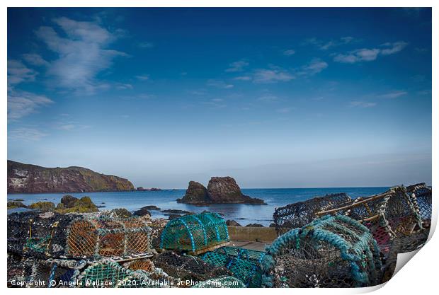 St Abbs Lobster pots Print by Angela Wallace