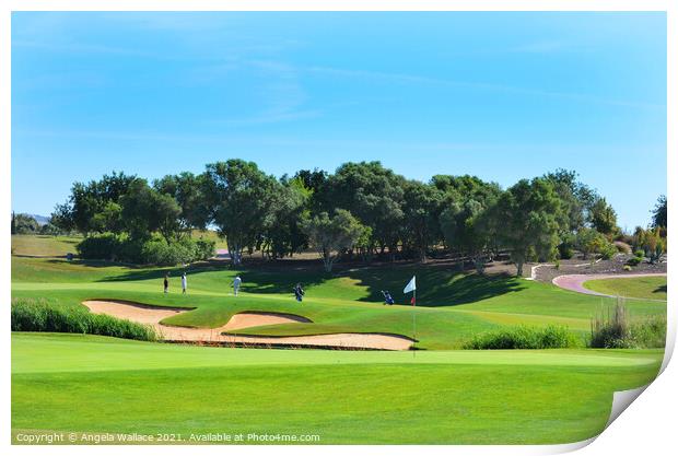 On the Green at Oceanico Golf Vilamoura  Print by Angela Wallace