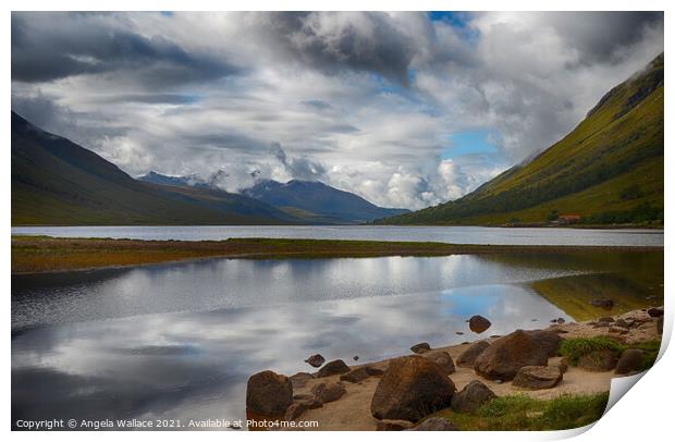 Reflections on Loch Etive Print by Angela Wallace