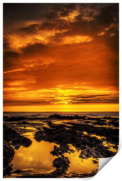 Start of a nights fishing at Croyde Bay Print by Dave Wilkinson North Devon Ph