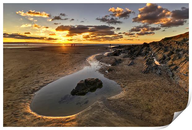 Sunset Saunton Sands North Devon Print by Dave Wilkinson North Devon Ph