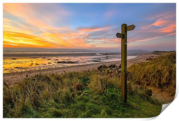 Sign Post, Broadsands, Crow Point. Print by Dave Wilkinson North Devon Ph