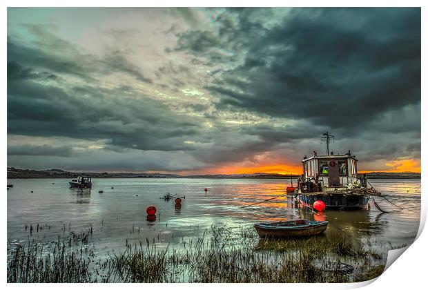 Houseboat on the River Taw Print by Dave Wilkinson North Devon Ph