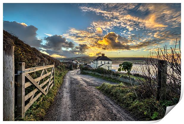 Croyde Bay at sunrise Print by Dave Wilkinson North Devon Ph