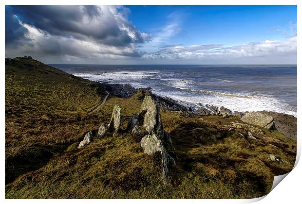 Morte Point rocks Print by Dave Wilkinson North Devon Ph