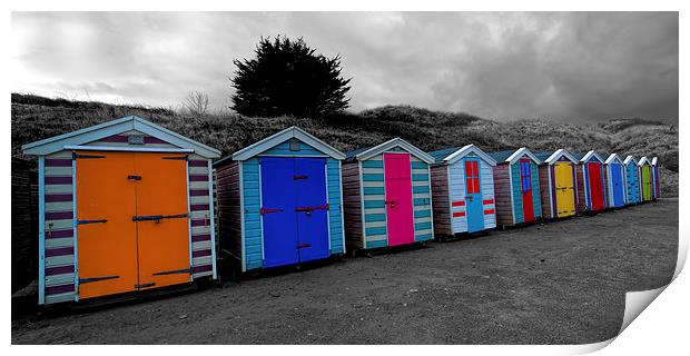 Saunton Sands Beach Huts Print by Dave Wilkinson North Devon Ph
