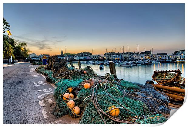 Fishing nets Ilfracombe Harbour Print by Dave Wilkinson North Devon Ph