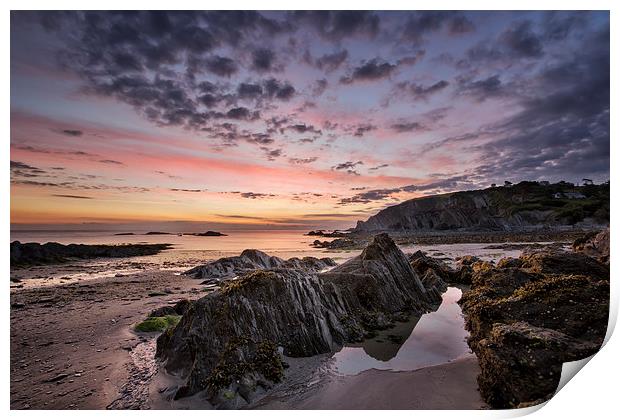 Lee Bay Sunrise Print by Dave Wilkinson North Devon Ph