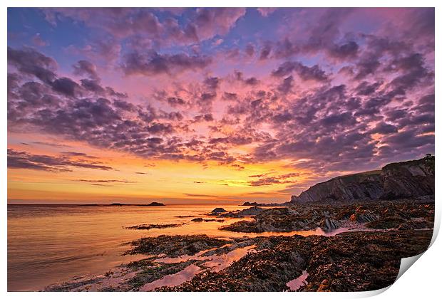  Lee Bay sunrise Print by Dave Wilkinson North Devon Ph