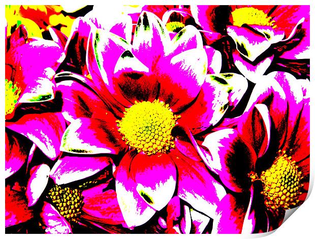 Psychedelic Flowers 01 Print by Rick Parrott