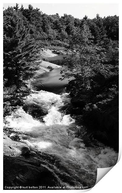 Black and White Waterfall Print by kurt bolton