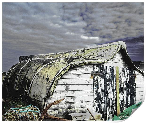 Lindisfarne boat shed Print by Colin Chipp