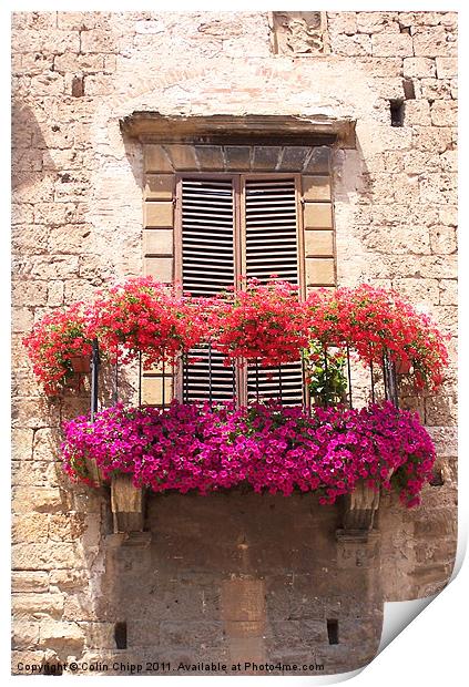Tuscan balcony Print by Colin Chipp
