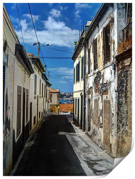 Funchal street Print by Colin Chipp