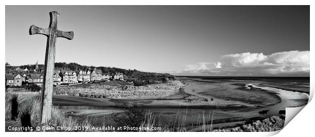Church Hill Alnmouth black and white Print by Colin Chipp