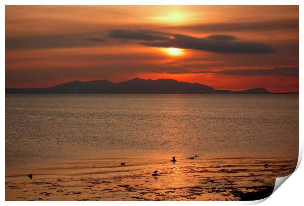 Sunset Over the Isle of Arran Print by Derek Beattie