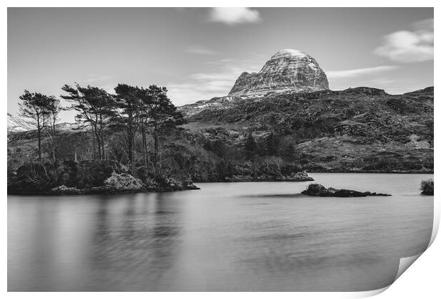 Suilven and  Loch Druim Suardalain Print by Derek Beattie