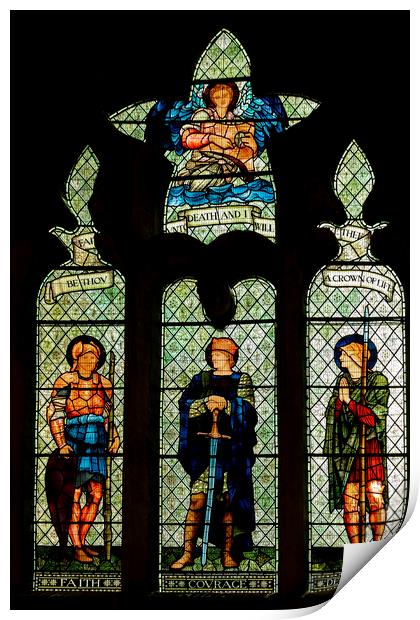 Stained Glass Window Malmesbury Abbey Print by Derek Beattie