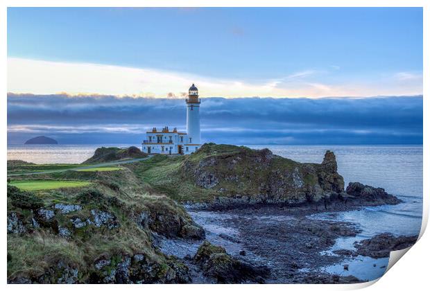 Turnberry Lighthouse Golf Course and Ailsa Craig Print by Derek Beattie