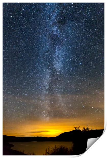 Milky Way Over Clatteringshaws Loch Print by Derek Beattie
