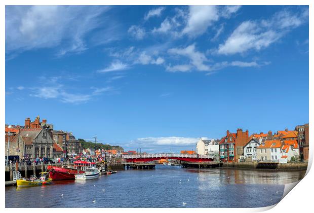 Whitby Harbour and Swing Bridge Print by Derek Beattie