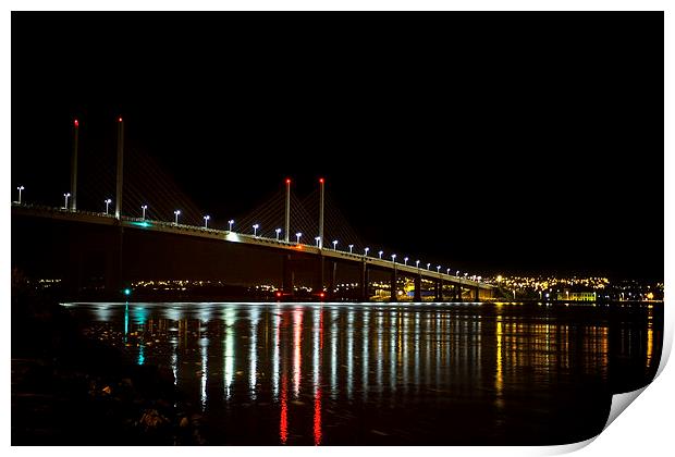 Kessock Bridge at Night Print by Derek Beattie