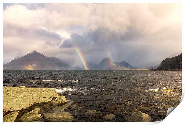 Rainbows at Elgol Isle of Skye Print by Derek Beattie