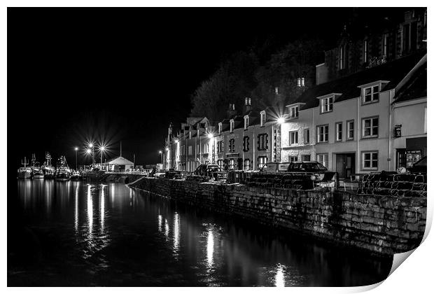 Portree Harbour at Night Print by Derek Beattie