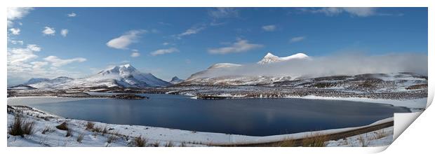 Assynt Mountain Panorama in Winter Print by Derek Beattie