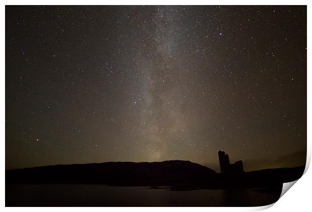 Milky Way over Ardvreck Castle Print by Derek Beattie