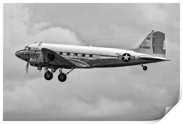 Douglas DC-3C N47E  Miss Virginia Print by Derek Beattie