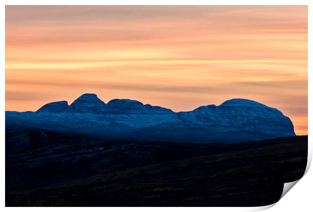 Suilven a Winter Sunset Print by Derek Beattie