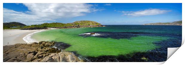 Achmelvich Bay scotland Panorama Print by Derek Beattie