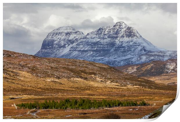 Suilven on a Winters Day Print by Derek Beattie