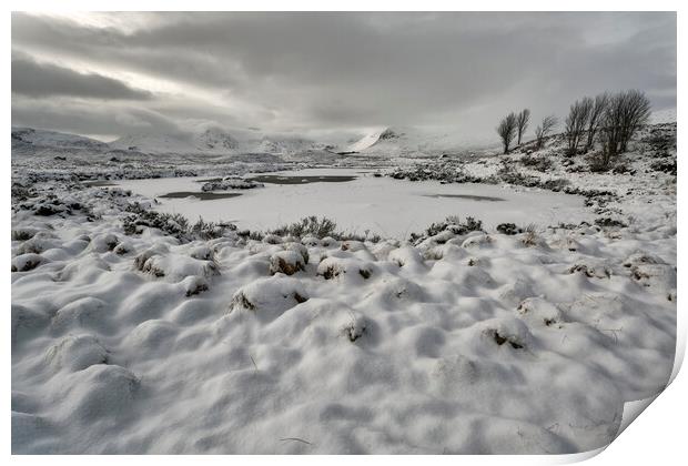  Frozen Loch on Rannoch Moor in Winter Print by Derek Beattie