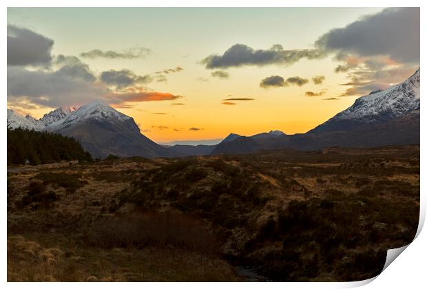 Sunset over the Cuillin Isle of Skye Print by Derek Beattie